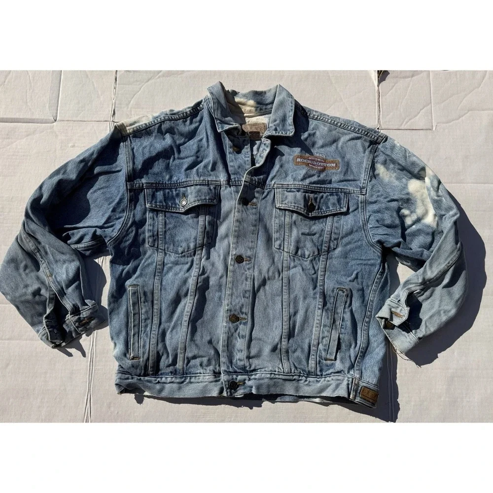 VINTAGE 90's GEAR For Sports Mens Bleached Denim Trucker Jacket